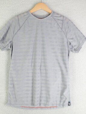 Saxx T Shirt Mens Medium Gray Striped Droptemp Cooling Mesh Raglan Athletic